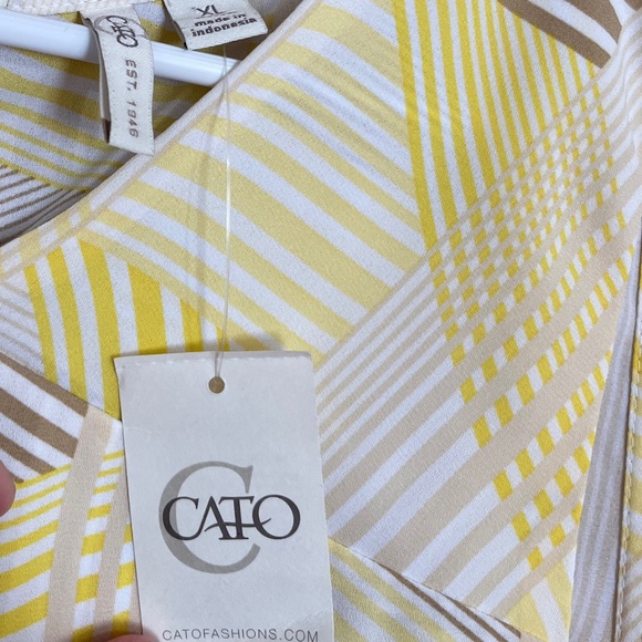 Cato Women’s Yellow Multi Geometric Print Casual Sporty Summer Top Sz-XL - Picture 5 of 6